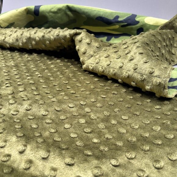 Carseat Canopy Camo Car Seat Cover Army Green Minky Dot Lining Baby Blanket - Picture 3 of 9